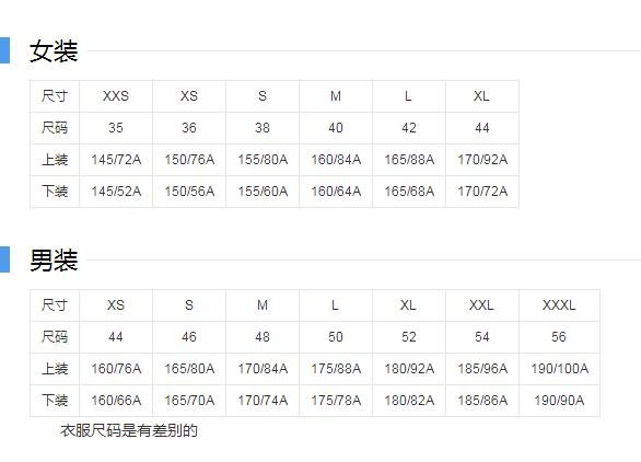 xl是多大尺碼，女上裝170/92A(附男裝女裝褲子衣服尺碼對照表)