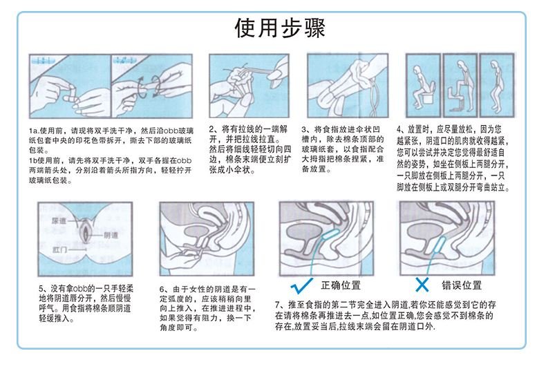 衛(wèi)生棉條怎么用步驟圖，包括置入式和導(dǎo)管式使用步驟(4到8小時(shí)要更換)